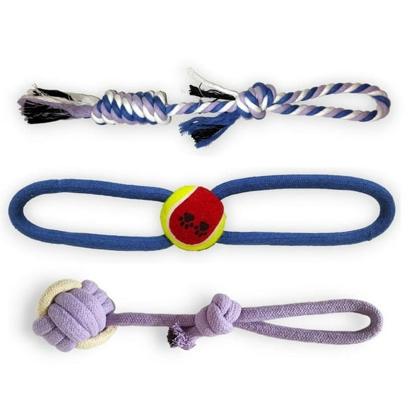 MYSUPERPAWS.COM Multipack Rope Ball Toys for Dog Natural Tug Tough Chew Teething Interactive Play