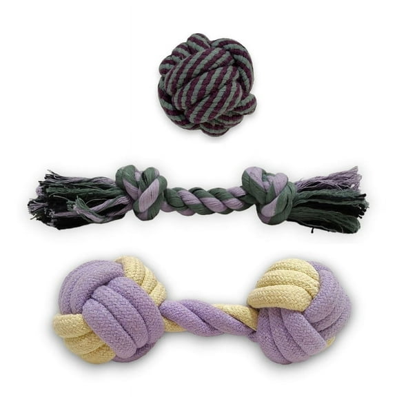 MYSUPERPAWS.COM Multipack Rope Toys for Dogs All-Natural Tug Tough Chew Teething Interactive Play