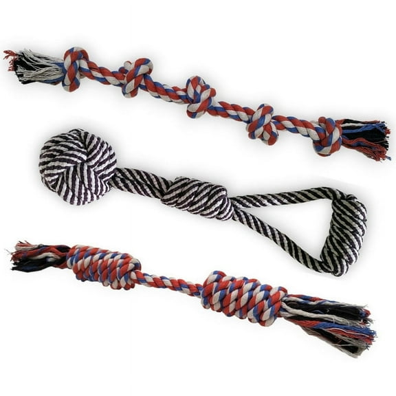 MYSUPERPAWS.COM Multipack Rope Toys for Dogs All-Natural Tug Tough Chew Teething Interactive Play