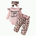 thumbnail image 1 of MYShe Baby Clothes for Girls Girls Outfit Long Sleeve Printed Romper Bodysuit Cartoon Dairy Cow Prints Bell Bottoms Headband Outfits Girls Clothes Set Pink,6-9 Months, 1 of 7