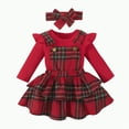 thumbnail image 1 of MYShe Baby Girl Clothes Baby Girl Christmas Outfits Ruffle Long Sleeve Romper Dress Fall Winter Clothes Red,0-3 Months, 1 of 7