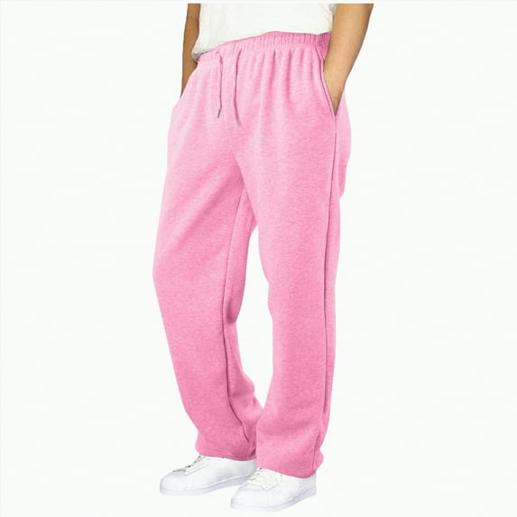 MYShe Boys' Pants Boys Sweatpants Elastic Waist Drawstring Straight Leg Pants Fashion Solid Color Casual Joggers with Pockets Pink,13-14 Years