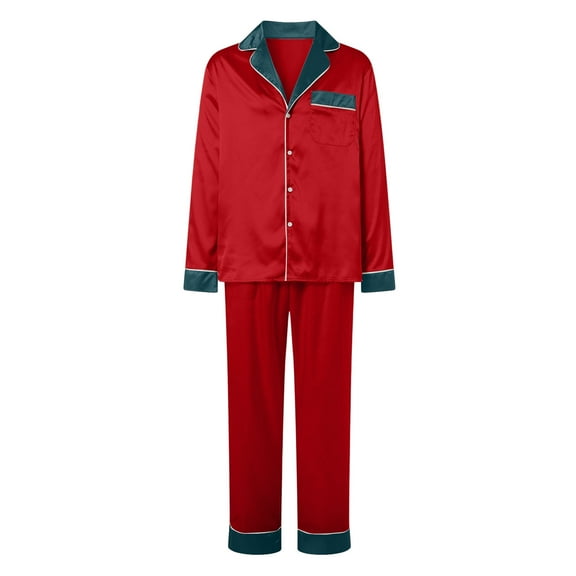 MYShe Christmas Pajamas For Family Family Christmas Pajamas Matching Sets Womens Mens Pjs Long Sleeve Sleepwear Holiday Lounge Sets Wine,L