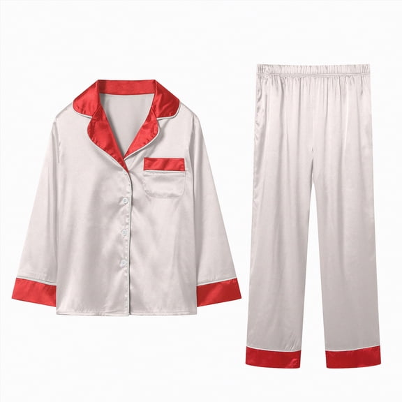 MYShe Family Matching Pajamas Set Silk Satin Button Down Sleepwear Long Sleeve Nightwear Pj Set Matching Christmas Pajamas Family Yellow,5-6 Years