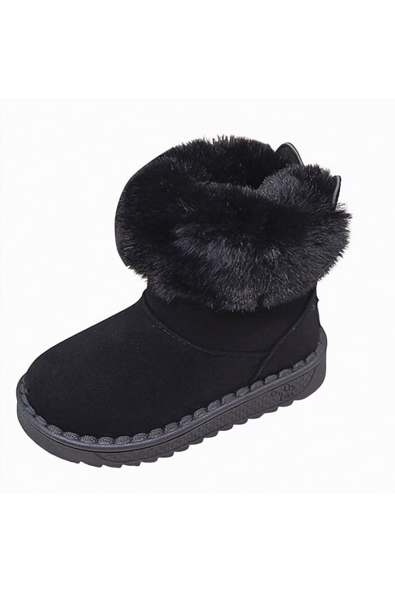 Fleece Booties Unisex Booties Non-Slip First Walkers Warm Shoes for Boys & Girls Toddlers Baby Girl Winter Boots Black,2.5