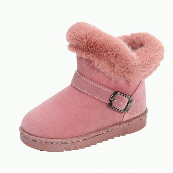 MYShe Fleece Booties Unisex Booties Non-Slip First Walkers Warm Shoes for Boys & Girls Toddlers Girls' Boots Pink,8.5