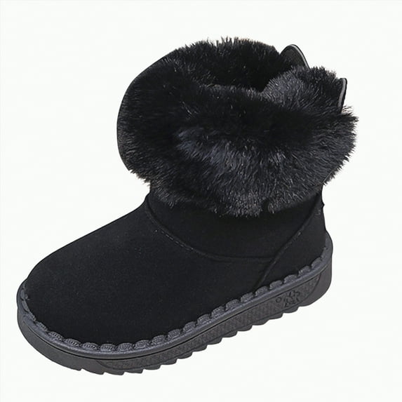 MYShe Fleece Booties Unisex Booties Non-Slip First Walkers Warm Shoes for Boys & Girls Toddlers Toddler Winter Boots Girl Black,11