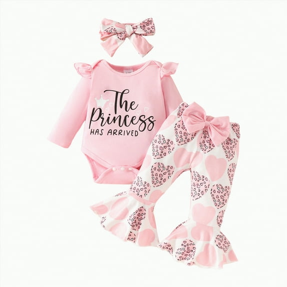 MYShe Girl Baby Clothes Baby Girls Clothes Ruffled Romper+Floral Pants+Headband Outfit Set Pink,12-18 Months