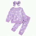 thumbnail image 1 of MYShe Girls Clothes Baby Girl Clothes Crewneck Sweatshirts Pants Headband Toddler Fall Outfits Purple,18-24 Months, 1 of 7