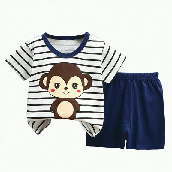 MYShe Infant Boys Outfits Toddler Baby Boy Summer Clothes Mamas Boy Embroidery T-shirt Top Elastic Waist Short Set Newborn Infant Boy Outfits,Black,3-4 Years