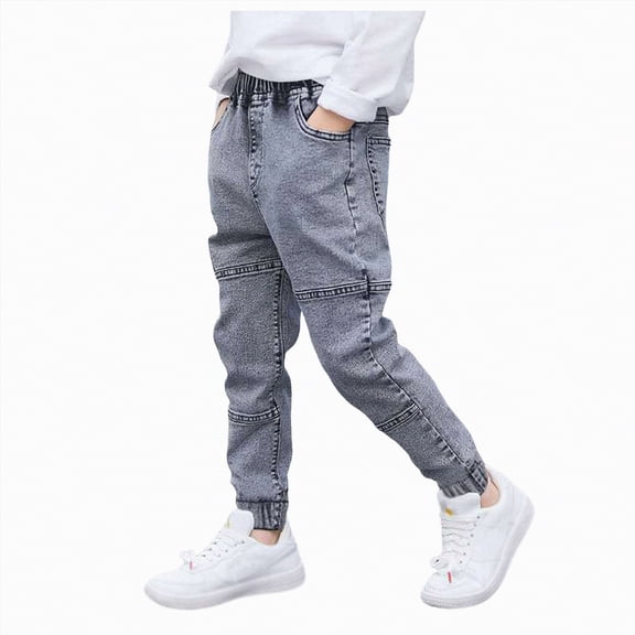 MYShe Kids Jeans Boys Western Boys Cowboy Cut Jeans Light Gray,5-6 Years