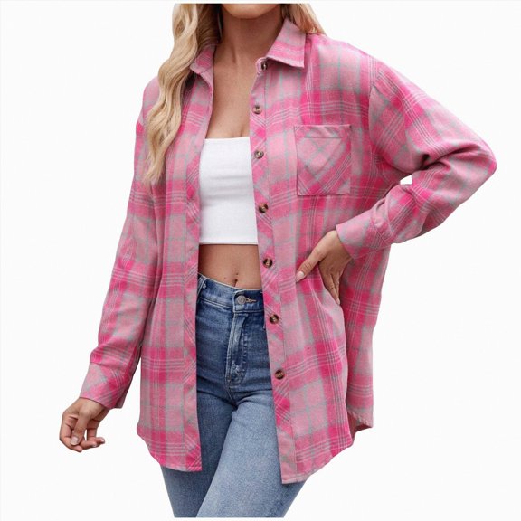 MYShe Long Sleeve Shirts Womens Pleated Business Casual Blouses with Smocked Cuffs Blouses for Women Hot Pink,L