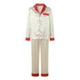 thumbnail image 1 of MYShe Matching Family Pajamas Sets Christmas PJ's Letter Print Top and Plaid Bottom Sleepwear Jammies with Pockets Christmas Family Pajamas Matching Sets Beige,L, 1 of 7