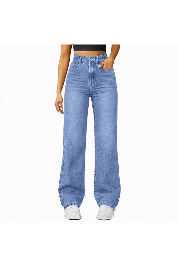 Mom Jeans High Waisted Women's Jeans High Waisted Wide Leg Jeans Stretchy Denim Pants Black M