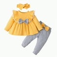 thumbnail image 1 of MYShe Newborn Baby Girl Clothes Outfits Infant Hoodie Sweatshirt Pants Headband Toddler Girl Clothing Set Yellow,3-6 Months, 1 of 5