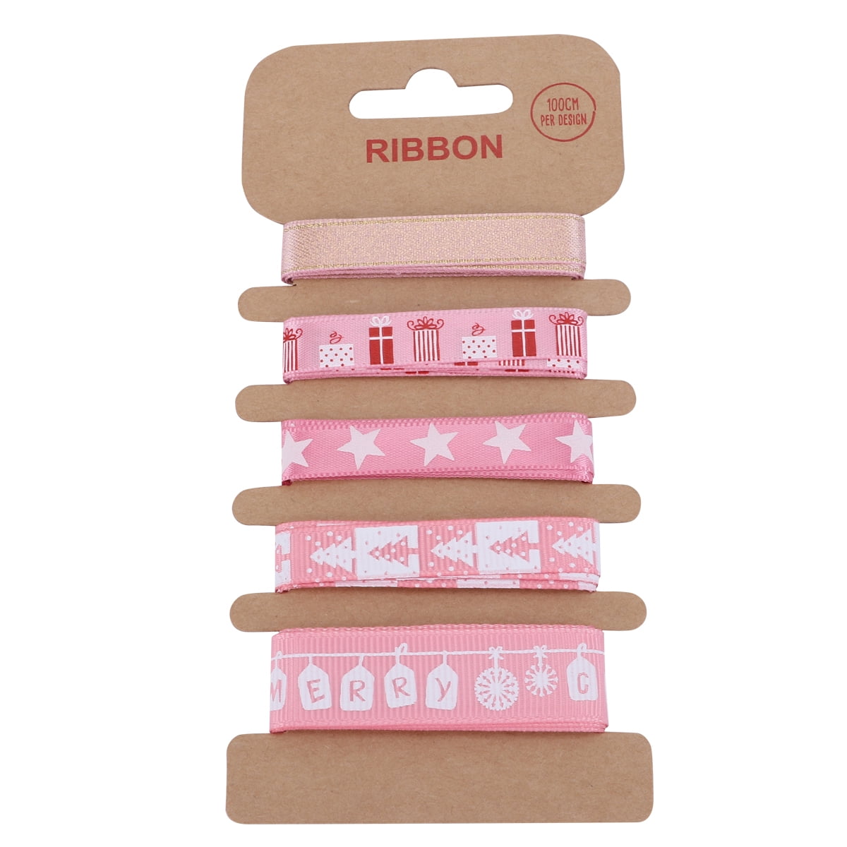 MYTAKEND 1m 5 Patterns Christmas Ribbons Set Festival Fabric Ribbon for ...