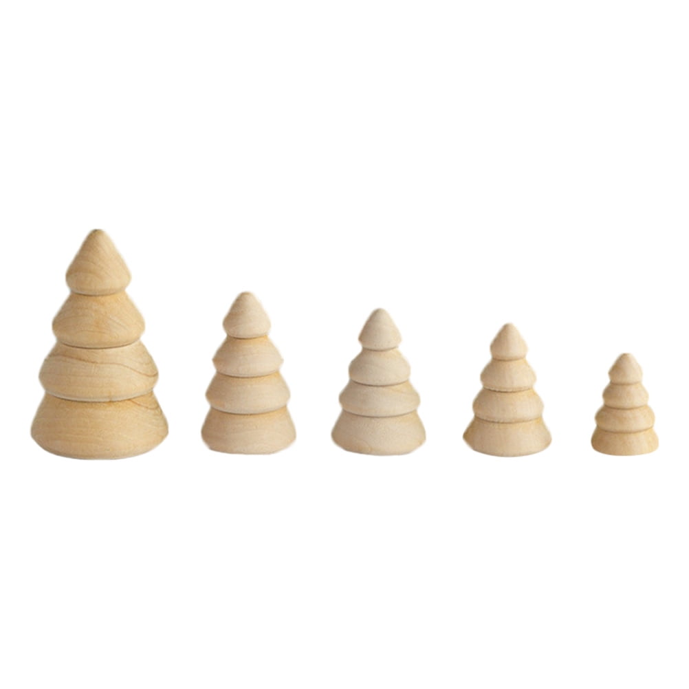 MYTAKEND 5pcs DIY Christmas Tree Crafts Wood Xmas Tree Cutouts