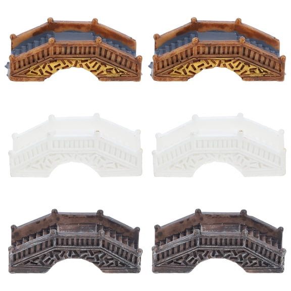 OUNONA 6pcs Miniature Resin Arch Bridge Set Realistic Decor for Home Mini Garden and Bonsai Scenes