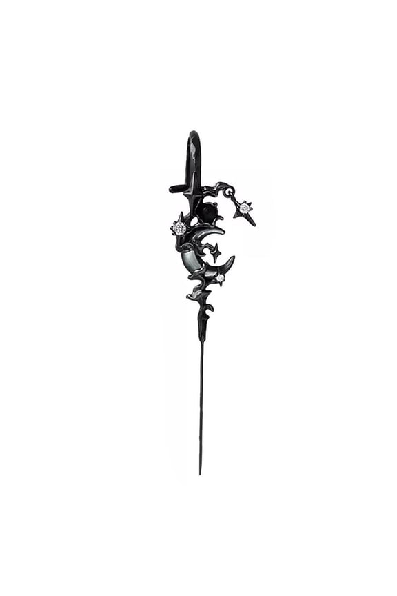 MYTH OF THE MOON Ear Hook Needle Piercing Earrin, Creative Star Moon Ear Hook Earrings, Pin Hook Ear Cuff