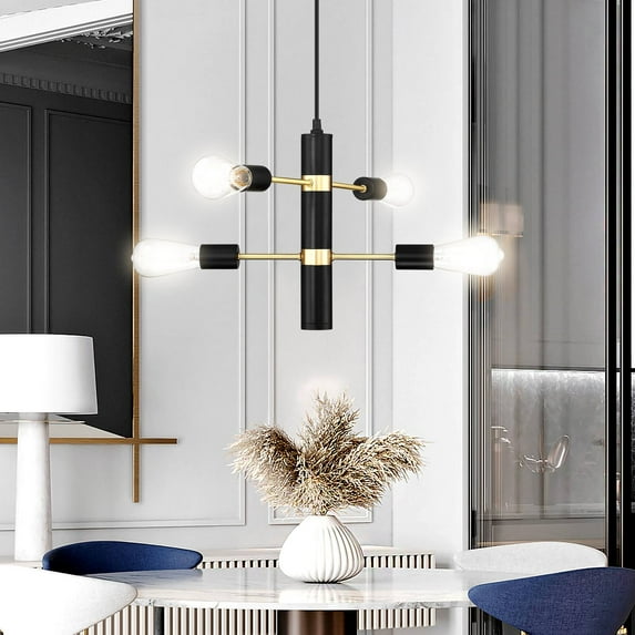 MYTH REALM Kreios Linear Compass Gold and Black Pendant Light 4-Light