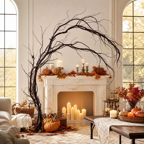 MYUNNIL Artificial Curved Dead Branch Vine, 63" Black Gothic Bendable Faux Dry Twig Garland, Waterproof Reusable Eye-Catching Decoration for Halloween Patio Indoor Display