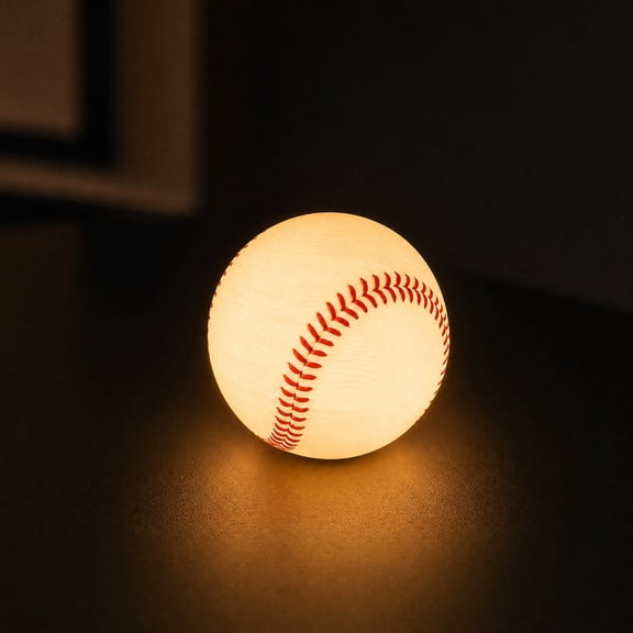 MYUNNIL Baseball Night Light Gift, Small Realistic Rechargeable Sport Theme Ball Shape Warm LED Table Lamp, 3 Inch Multi-Purpose Waterproof Luminous Ornament for Bedroom Desk Office Display
