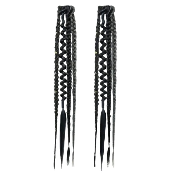 MYUNNIL Bohemian Beaded Clip Hair Braids, 16 Inch Set of 2 Vintage Rustic Faux Braid Extension with Beads, Easy Clip On Design, Reusable Portable Decorative Supplies for Daily Festive Party Use
