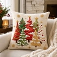 thumbnail image 1 of MYUNNIL Christmas Decorative Throw Pillow Covers, 18 x 18" Farmhouse Beige Double Sided Embroidered Xmas Tree Pattern Linen Cushion Case for Sofa Bedroom Office Decor, 1 of 5