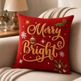 thumbnail image 1 of MYUNNIL Christmas Decorative Throw Pillow Covers, 18 x 18" Farmhouse Red Double Sided Embroidered Christmas Themed Linen Cushion Case for Sofa Bedroom Office Decor, 1 of 5
