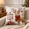 thumbnail image 1 of MYUNNIL Christmas Decorative Throw Pillow Covers, 18 x 18" Farmhouse Soft Reindeer Printed Washable Fabric Cushion Case with Hidden Zipper for Sofa Bedroom Office Decor, 1 of 5