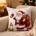 thumbnail image 1 of MYUNNIL Christmas Decorative Throw Pillow Covers, 18 x 18" Farmhouse Soft Santa Printed Washable Fabric Cushion Case with Hidden Zipper for Sofa Bedroom Office Decor, 1 of 5