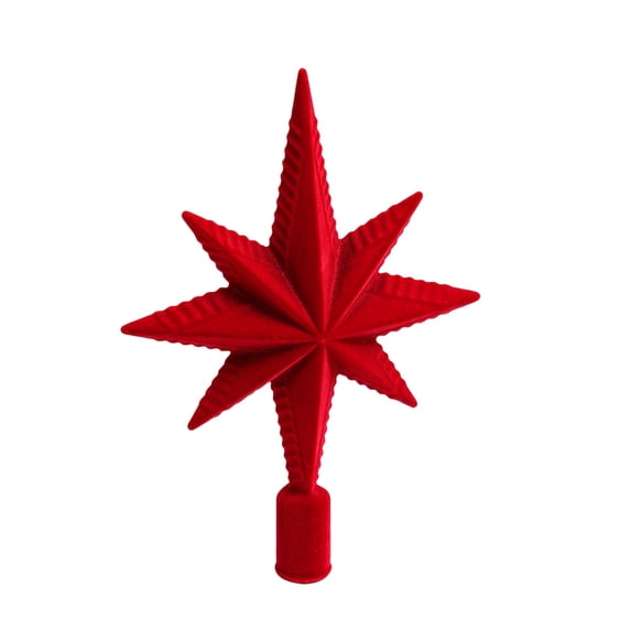 MYUNNIL Christmas Star Tree Topper, 9" Lightweight Eight-Point Star Shaped Xmas Tree Topper Decoration with Base Socket, Vintage Waterproof Seasonal Holiday Supply for Christmas Tree, Red