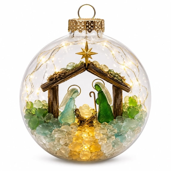MYUNNIL Glowing Christmas Ornament Ball, 3.14" Mini Shatterproof Light-Up Angel Clear Globe Pendant with Warm LED Light for Xmas Tree Home Party Decor
