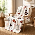 thumbnail image 1 of MYUNNIL Halloween Ghost Throw Blanket, 59 x 39 Inch Soft Comfact Ghost Pumpkin Maple Leaf Pattern Fleece Blanket, Fall Adorable Durable Decorative Cushion for Sofa Bedroom Office Supply, White, 1 of 7