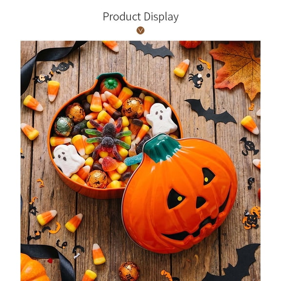 MYUNNIL Halloween Pumpkin Tin Box Pumpkin Shaped Candy Container with Lid Multi-Purpose Holder 5 x 5 Inch
