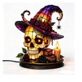 thumbnail image 1 of MYUNNIL Halloween Witch Skull Night Light Vintage Gothic Stain Glass Floral Witch Hat Skull USB Powered LED Acrylic Lamp 11.81 Inch, 1 of 5