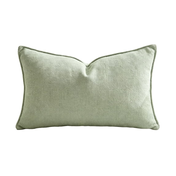 MYUNNIL Long Lumbar Throw Pillow Cover, Soft Simply Farmhouse Rectangular Cushion Cover with Flange Edges, 12 X 20 Inch Fall Boho Seasonal Decorative Pillow Case for Sofa Bed Home Decor, Green