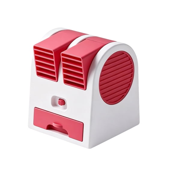 MYUNNIL Mini USB Desktop Fan, Cute Low Noise Water Cooling Fan with Built-In Ice Drawer & Double Adjustable Outlet, 5 Inch Portable Durable Air Conditioner Fan for Outdoor Office Daily Use, Red
