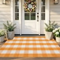 thumbnail image 1 of MYUNNIL Outdoor Buffalo Plaid Rug, Washable Summer Farmhouse Front Door Mat, Welcome Mat Layering Rug for Front Entryway Porch Patio Yard, Orange & White, 16" x 24", 1 of 9