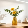 thumbnail image 1 of MYUNNIL Pinecone Shaped Glass Vase, 6" Conical Transparent Embossed Glass Flower Vase, Fall Farmhouse Floral Accessory for Home Mantel Table Office Shelf Decor, Gold, 1 of 7