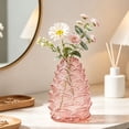thumbnail image 1 of MYUNNIL Pinecone Shaped Glass Vase, 6" Conical Transparent Embossed Glass Flower Vase, Fall Farmhouse Floral Accessory for Home Mantel Table Office Shelf Decor, Pink, 1 of 7
