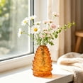 thumbnail image 1 of MYUNNIL Pinecone Shaped Glass Vase, 6" Conical Transparent Embossed Glass Flower Vase, Fall Farmhouse Floral Accessory for Home Mantel Table Office Shelf Decor, Orange, 1 of 7