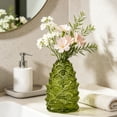 thumbnail image 1 of MYUNNIL Pinecone Shaped Glass Vase, 6" Conical Transparent Embossed Glass Flower Vase, Fall Farmhouse Floral Accessory for Home Mantel Table Office Shelf Decor, Green, 1 of 7
