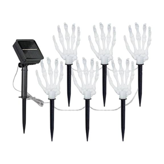 MYUNNIL Solar Halloween Skeleton Hand Stake Lights, 6 Pack Hands Purple LED Lighted Outdoor Waterproof Light Set with Solar Panel, Spooky Grave Yard Stakes for Lawn, Walkway, Haunted House and Party
