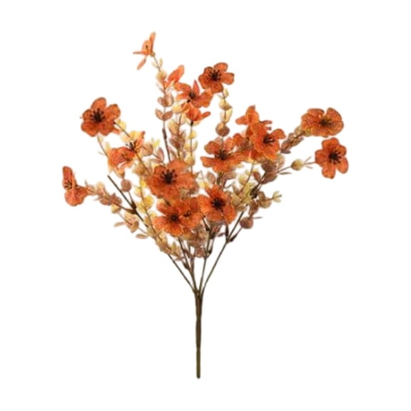 MYUNNIL Two in One Pack Artificial Flowers, Artificial Fall Farmhouse Faux Eucalyptus Violets Mixed Bouquet Ornament, 2 Pcs Warm Atmosphere Decoration for Halloween Thanksgiving Home Decor, Orange