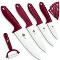 thumbnail image 1 of Ceramic Knife Set Kitchen Chefs Red Cutting Knife Kit Fruit Paring Knife with Covers Utility Knife Cooking Cutter for Cutting Meat Vegetable Fish, 1 of 8