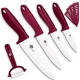 thumbnail image 1 of Ceramic Knife Set Kitchen Chefs Red Cutting Knife Kit Fruit Paring Knife with Covers Utility Knife Cooking Cutter for Cutting Meat Vegetable Fish, 1 of 8