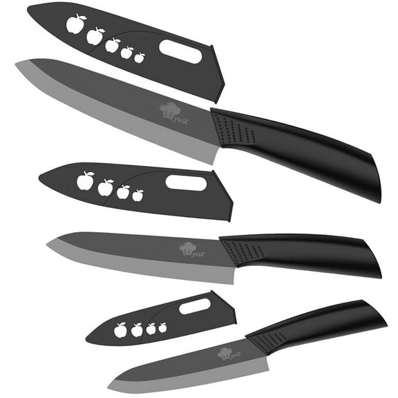 MYVIT Ceramic Paring Knife with Covers,3-Piece Kitchen Fruit Knives Set Rustproof Ceramic Blade Resistant Oil and Acid
