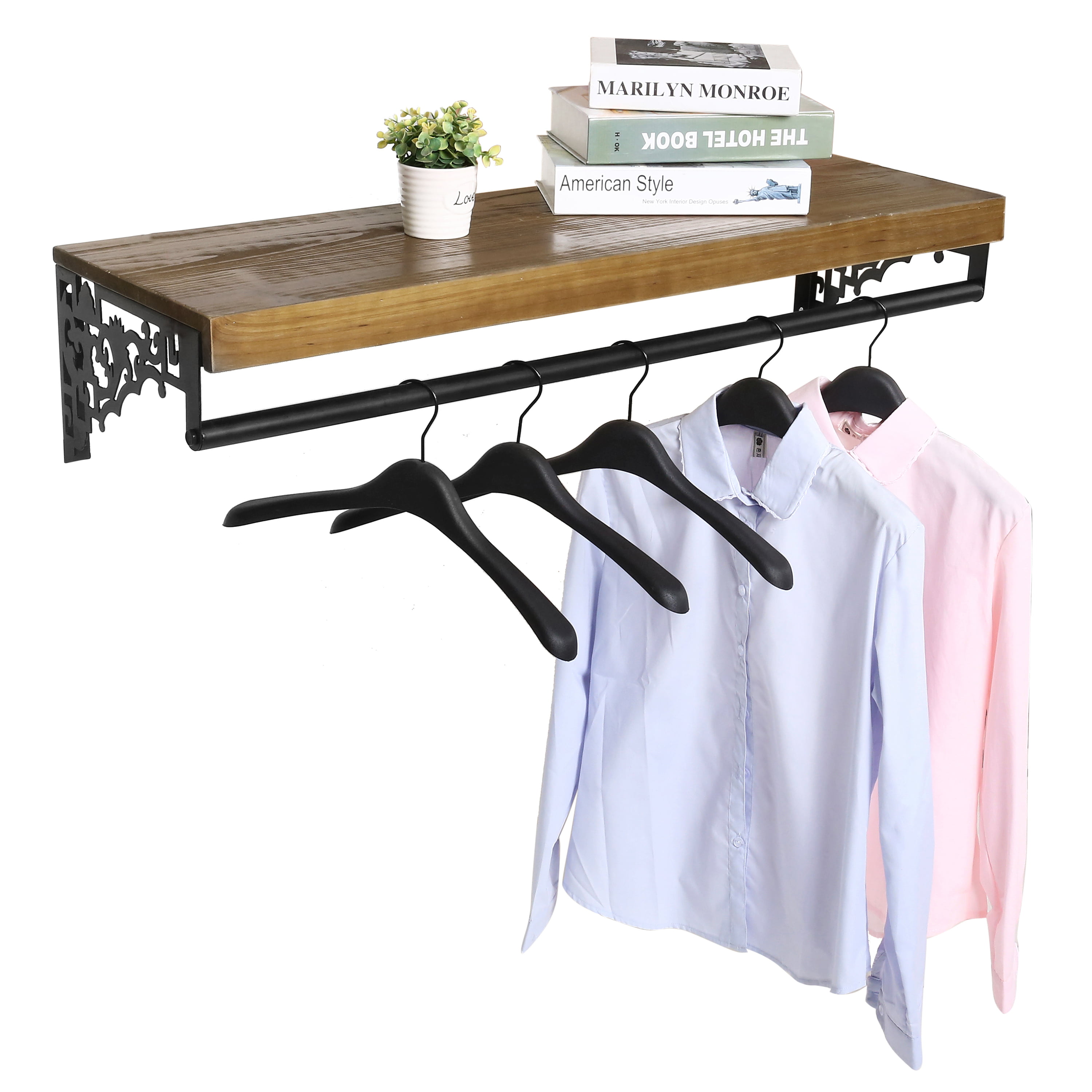 THREE Floating Shelves With ONE Clothing Bar, Rustic Pipe Shelf, Industrial  Wood Shelf, Garment Rack, Custom Closet Floating Shelves 