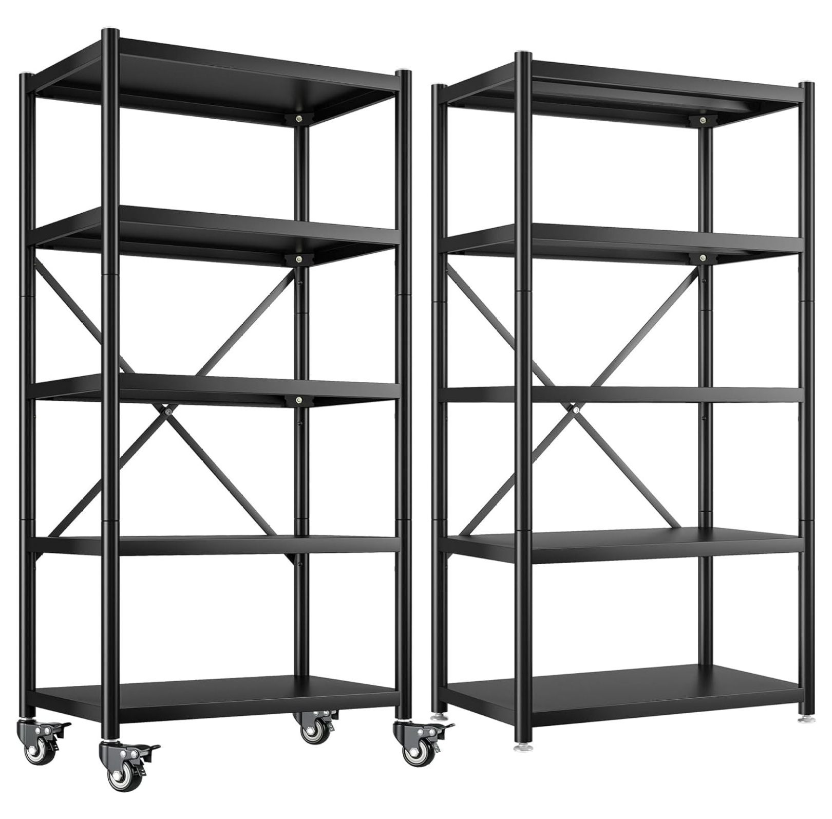 MYXIO 2 Pack Storage Shelves for Storage with Wheels 1156LBS Heavy Duty